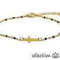 bracelet religieux croix doré et noir réglable selection-zen