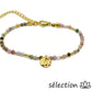 bracelet réglable doré tourmaline 3mm et médaillon martelé