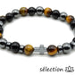 selection-zen bracelet religieux croix hématite agate noire et oeil de tigre jaune 8mm