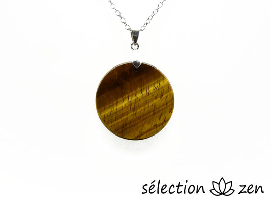 Collier arbre de vie gravé œil de tigre jaune