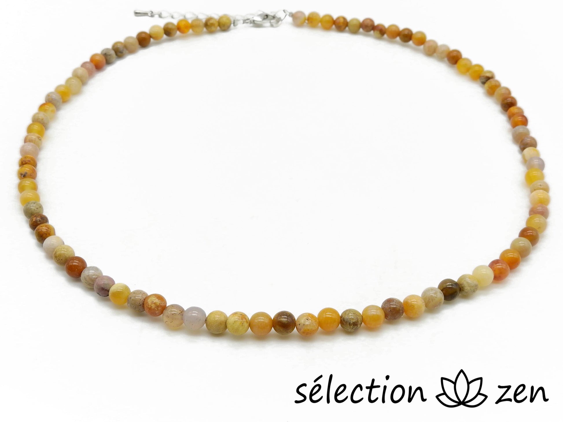 collier 4mm argenté agate crazy lace selection-zen