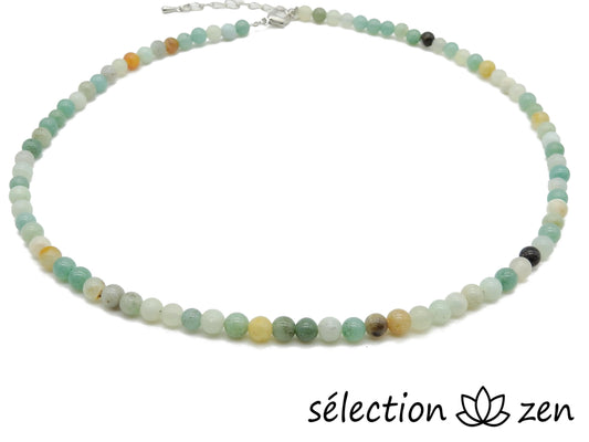 collier amazonite 4mm argenté selection zen