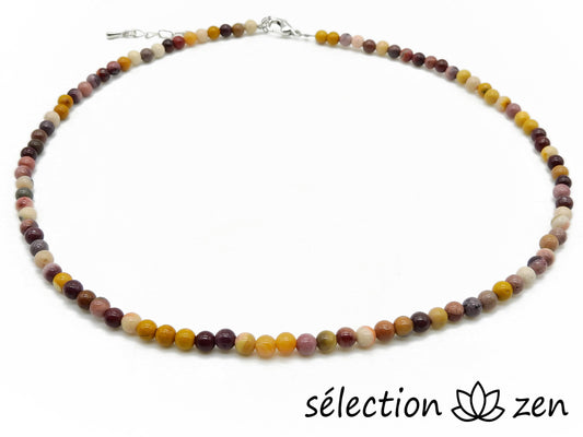 selection zen collier jaspe mokaite 4mm argenté