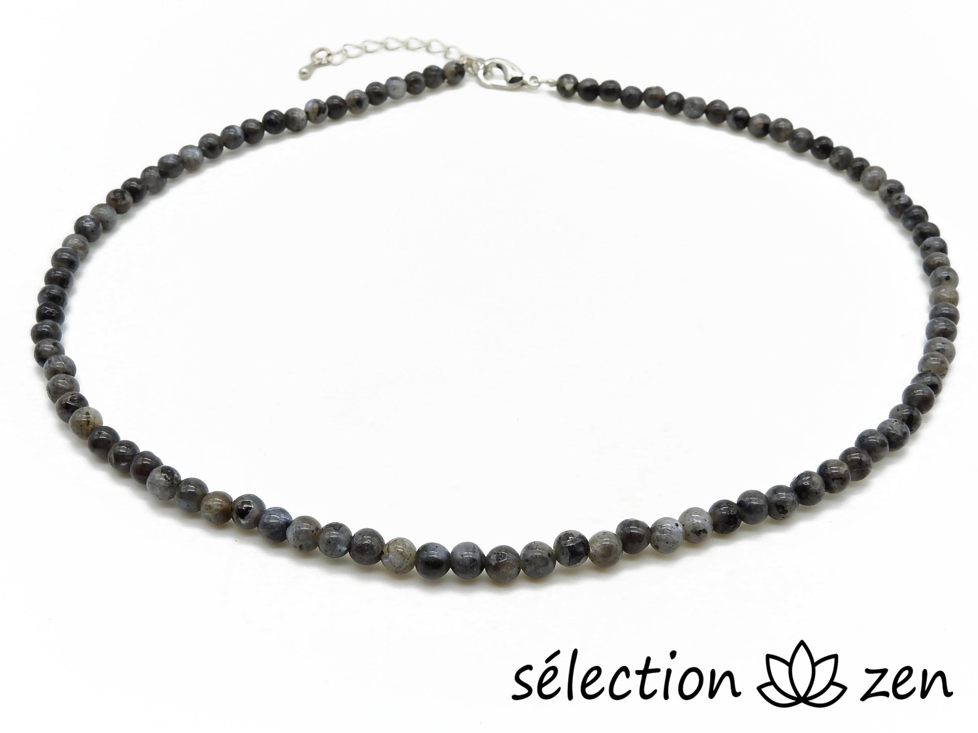 collier larvikite 4mm argenté selection-zen