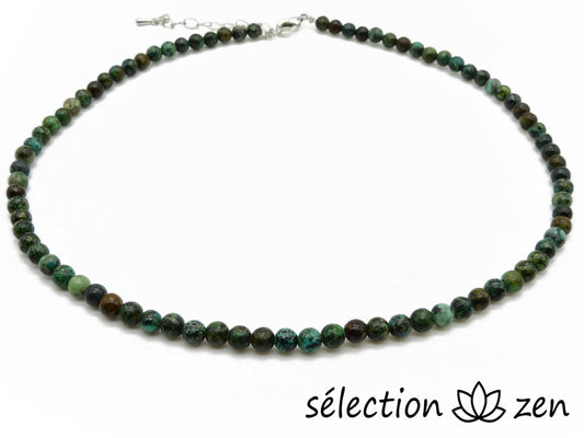 collier turquoise africaine 4mm argenté selection-zen