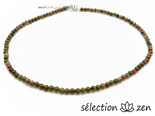 selection zen collier unakite argenté 4mm