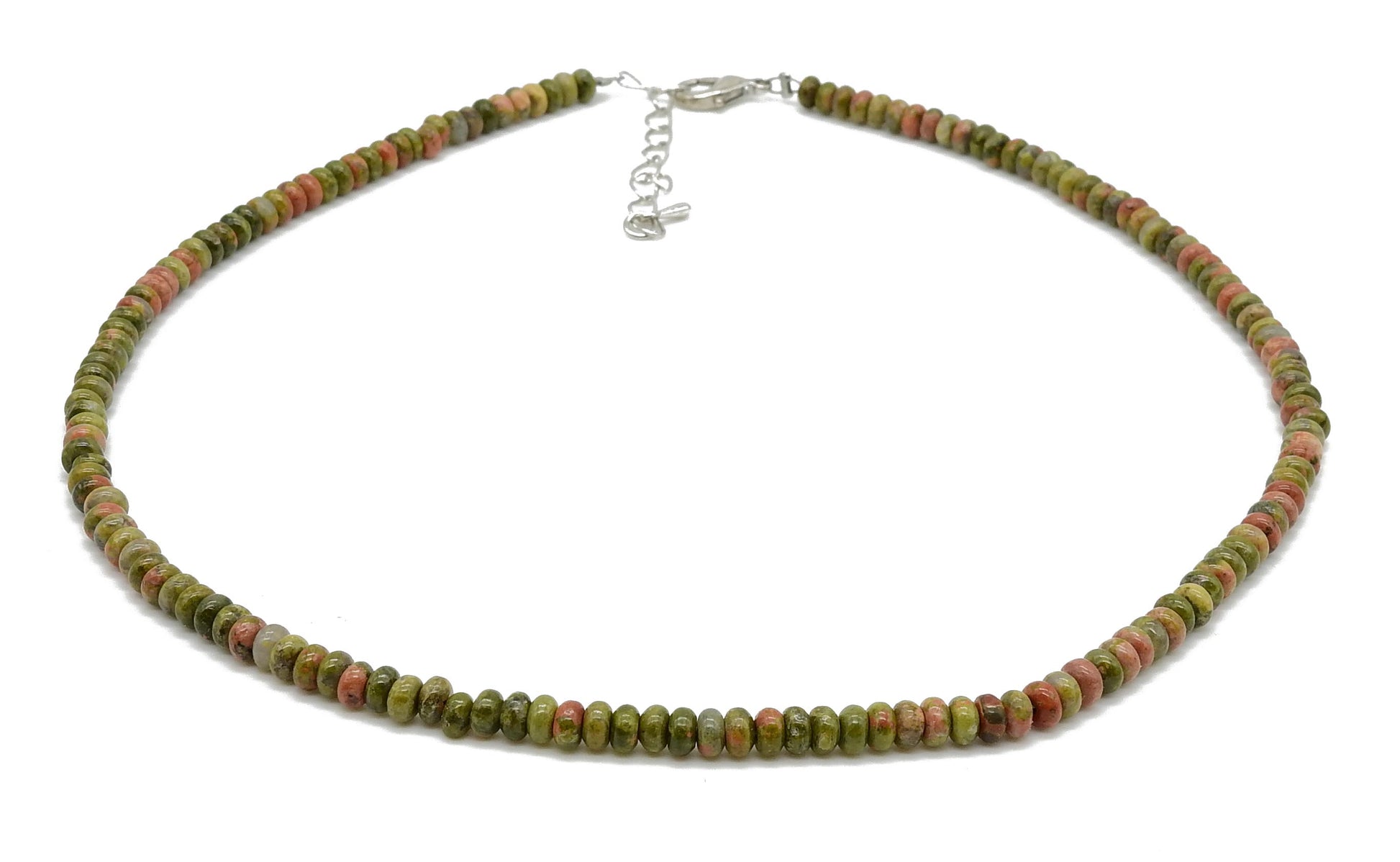 selection zen collier argenté perles plates 4mm avec chaine de réglage argentée