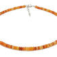 selection zen collier argenté perles plates 4mm agate orange avec chaine de réglage