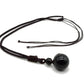 collier boules obsidienne 7mm et 17mm avec cordon marron réglable selection-zen