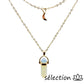 selection-zen collier doré double chaine pendentif lune et pendentif double pointe opalite