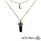 selection zen collier double chaine pendentif lune et pendentif double pointe pierre de sable bleu