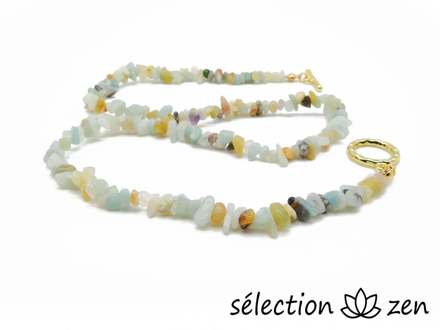 selection-zen pierres irrégulières amazonite collier élégance