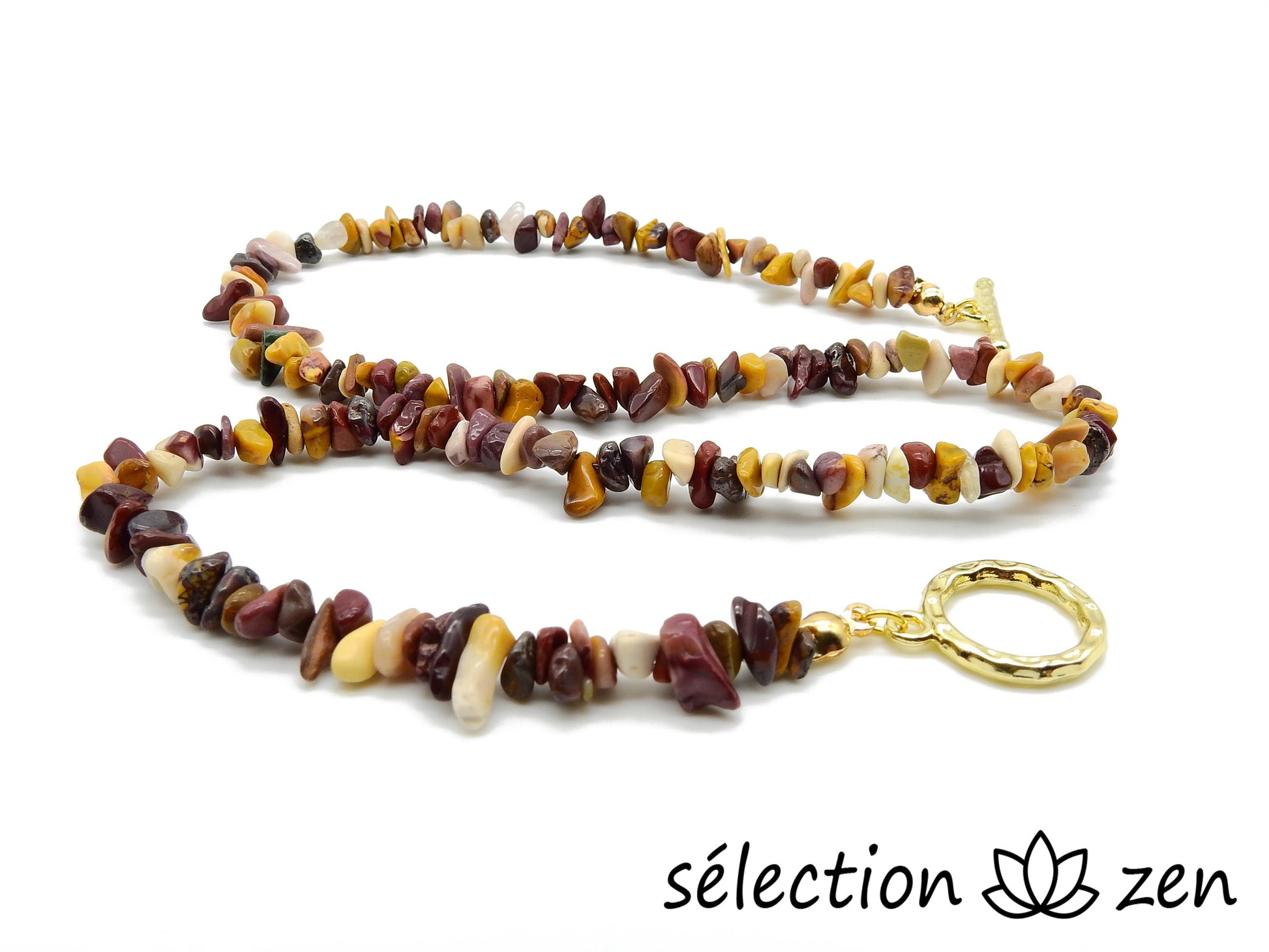 selection zen collier jaspe mokaite élégance pierres irrégulières