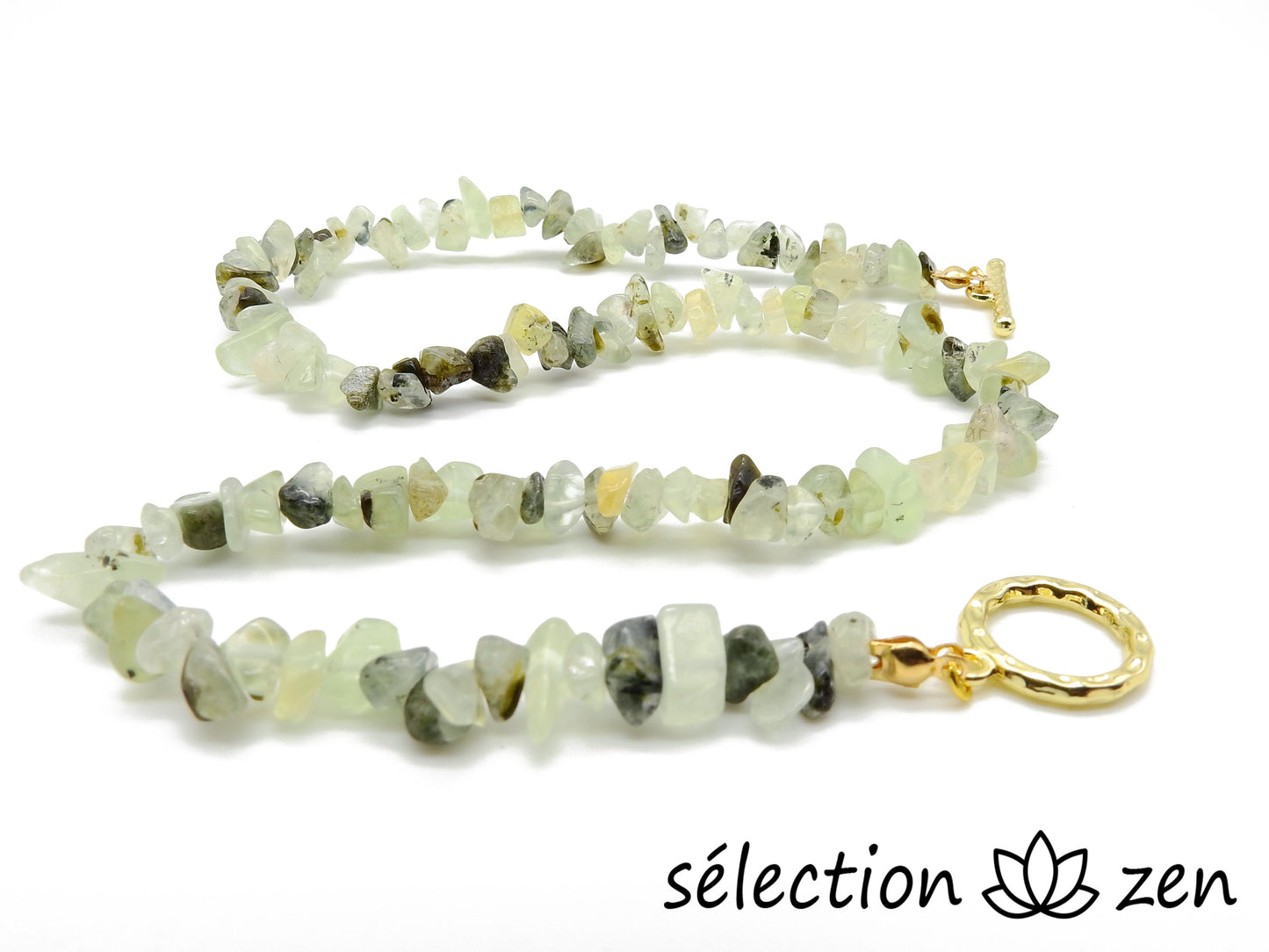 selection zen collier élégance pierres irrégulières prehnite