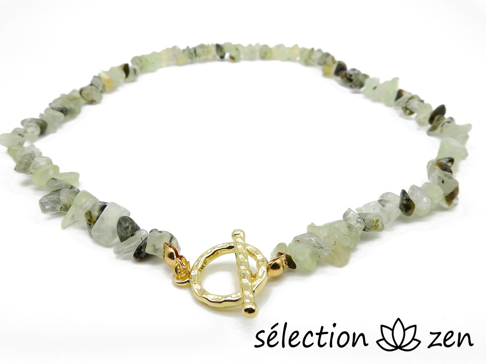 collier prehnite collier pierres irrégulières élégance selection-zen