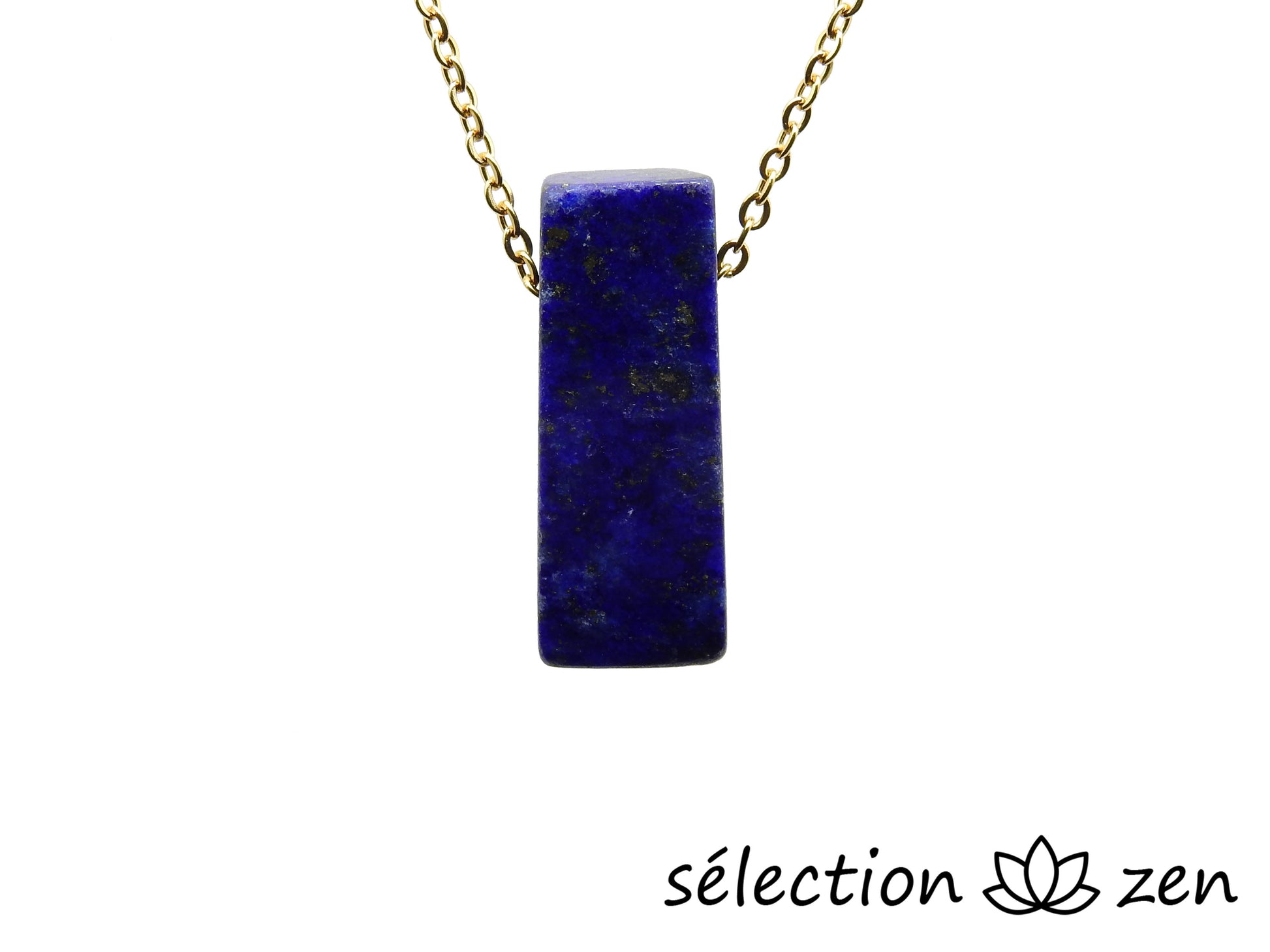 collier pierre sur chaine dorée lapis lazuli selection-zen