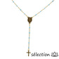 collier religieux croix et médaillon doré et bleu clair selection-zen