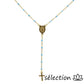 selection zen collier religieux croix et médaillon doré et bleu clair 