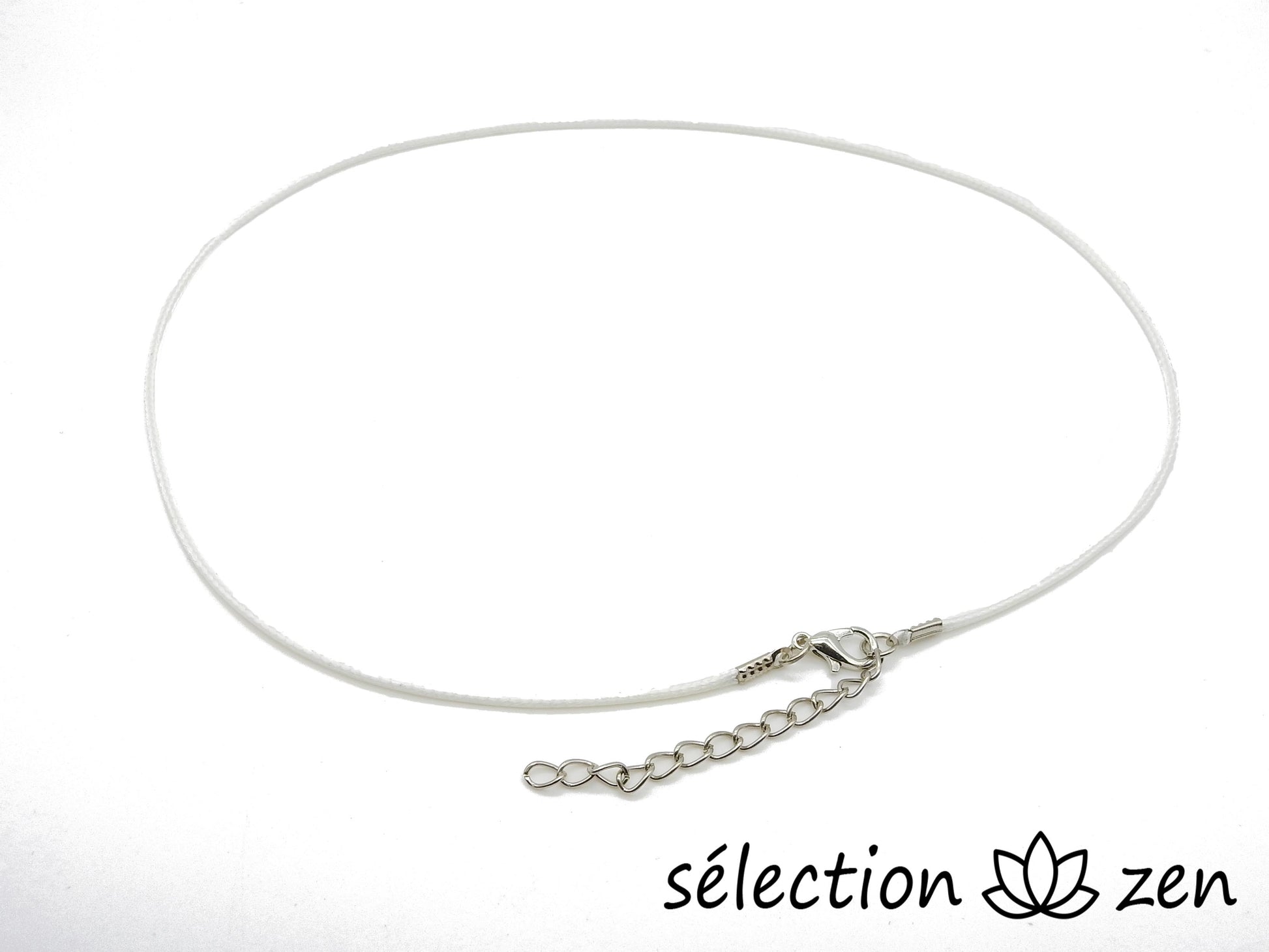 cordon blanc 44cm avec chainette de réglage 5cm diamètre 2mm selection zen