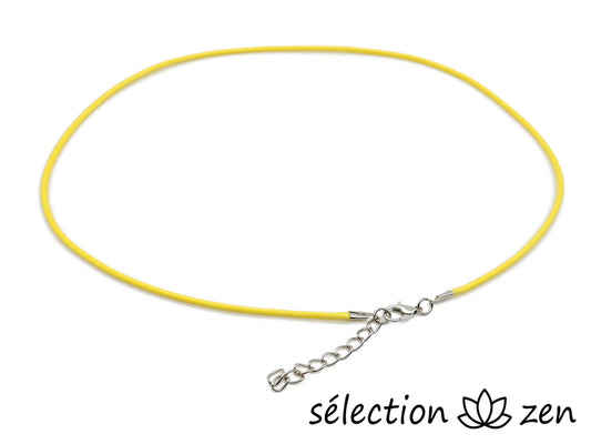 selection zen cordon jaune 45cm avec chainette argentée réglable diamètre 2mm