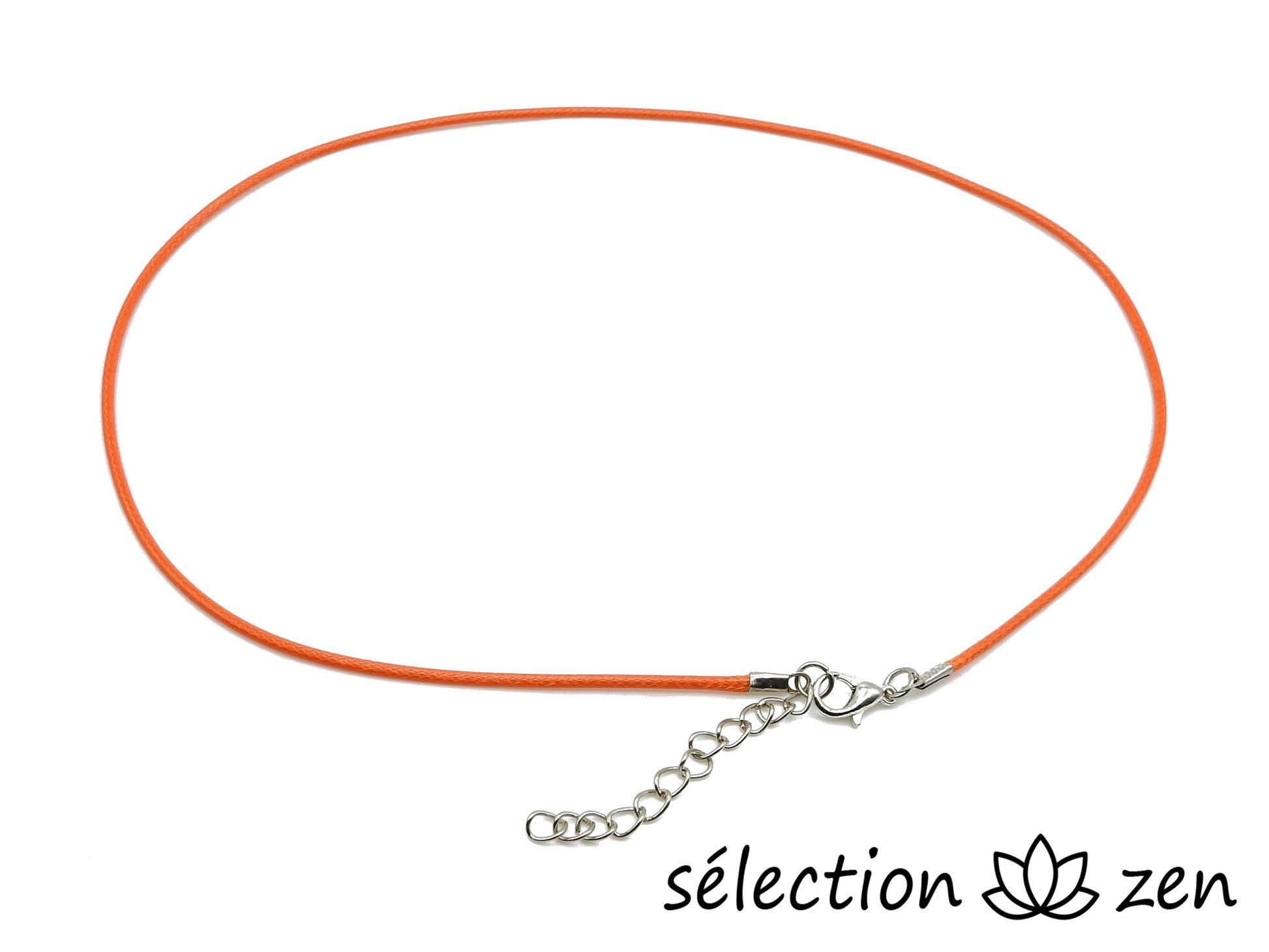 selection zen cordon 45cm avec chainette réglable 5cm orange diamètre 2mm