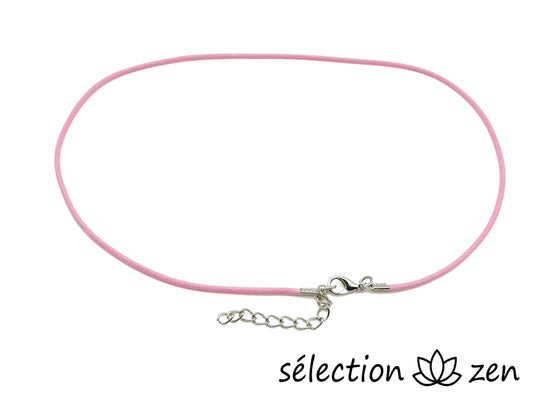 selection-zen cordon 45cm avec chainette réglable 5cm rose pétale diamètre 2mm