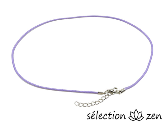 selection zen cordon 45cm avec chainette réglable 5cm diamètre2mm violet lavande