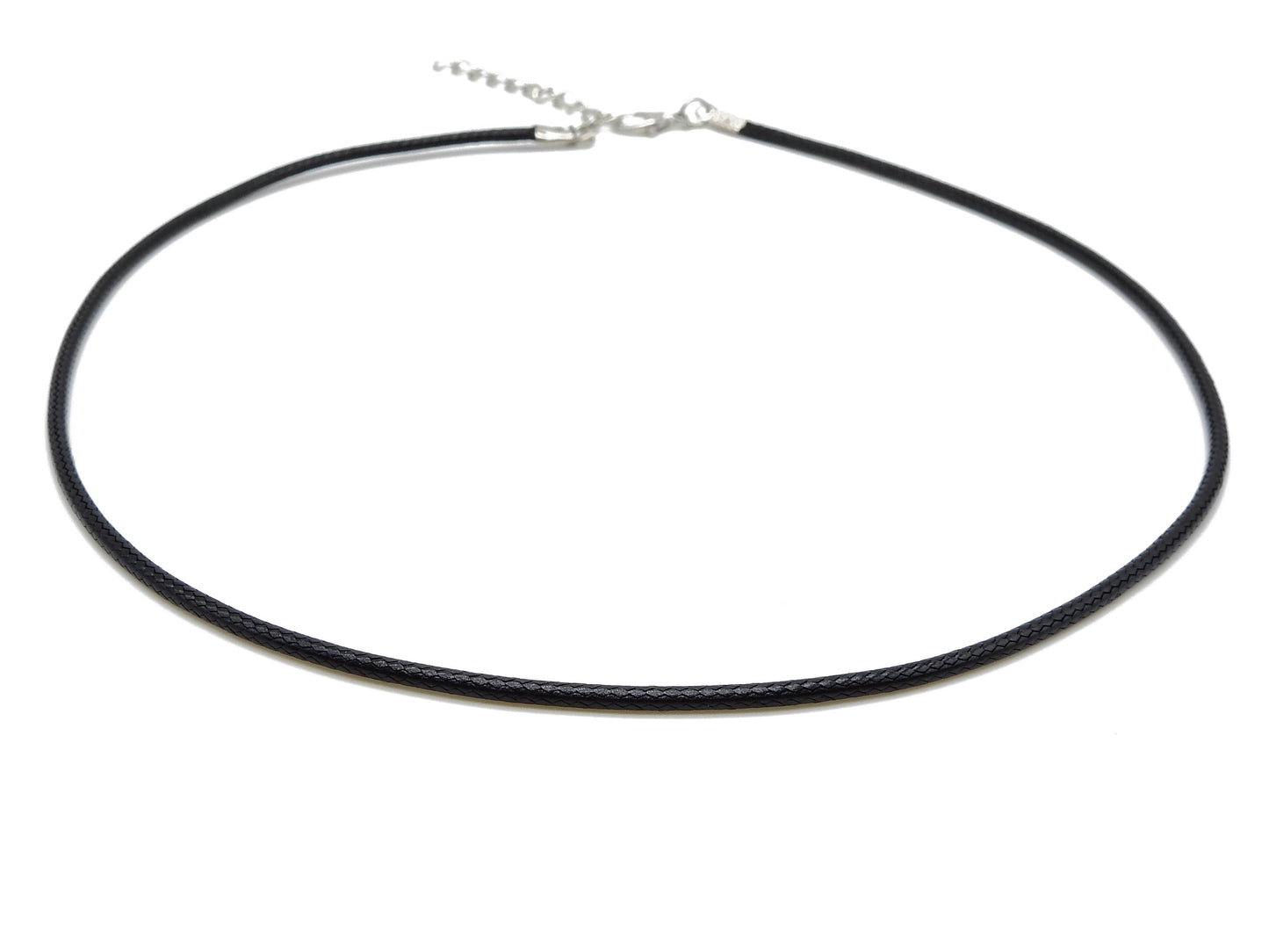 selection zen cordon noir 2mm 45cm+5cm avec chainette réglable argentée