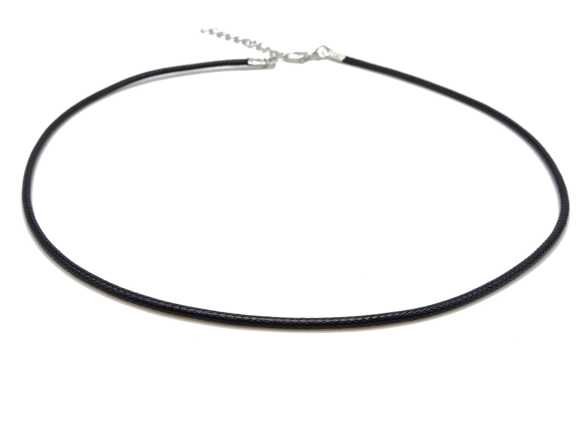 selection zen cordon noir 2mm 45cm+5cm avec chainette réglable argentée