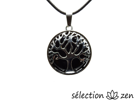 pendentif arbre de vie onyx noir brillant selection zen