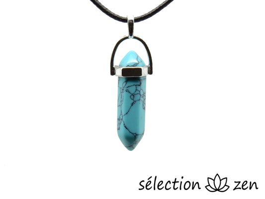 pendentif double pointe argenté howlite turquoise selection zen