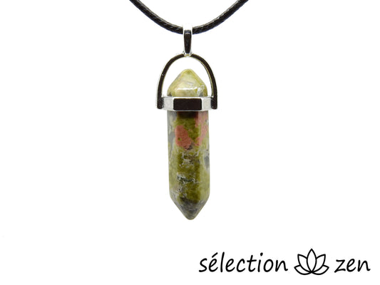 selection zen pendentif double pointe argenté unakite
