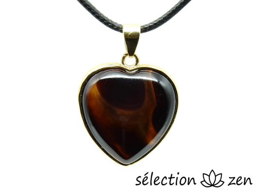 pendentif agate noire cœur élégance doré selection zen