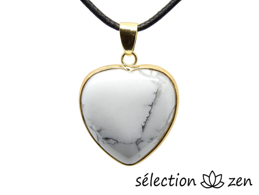 pendentif cœur élégance doré howlite blanche selection-zen
