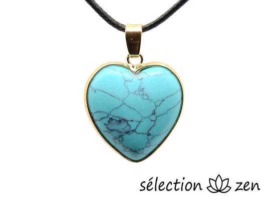 pendentif cœur élégance doré howlite turquoise selection-zen