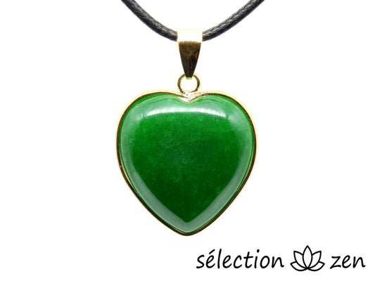 selection zen pendentif cœur élégance doré jade de malaisie