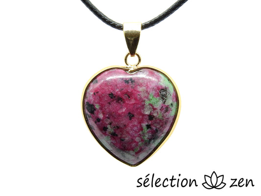 selection-zen pendentif rubis zoisite cœur élégance doré