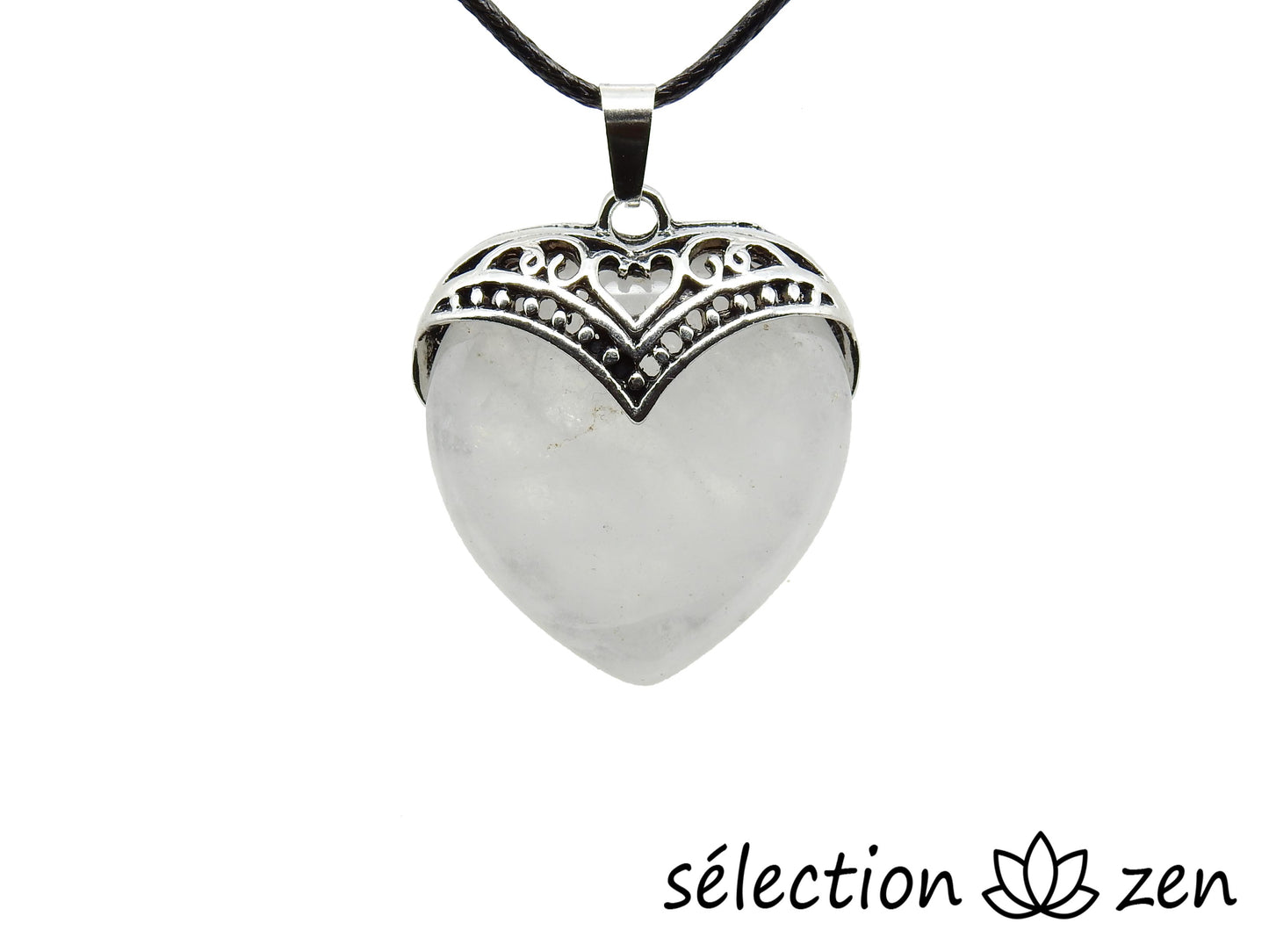 pendentif cœur vintage quartz blanc selection zen