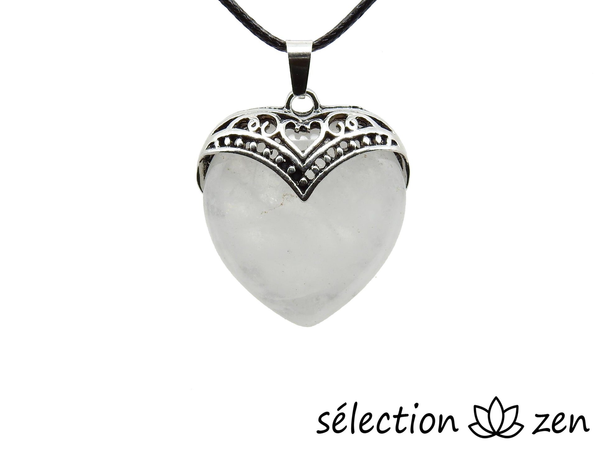pendentif cœur vintage quartz blanc selection zen