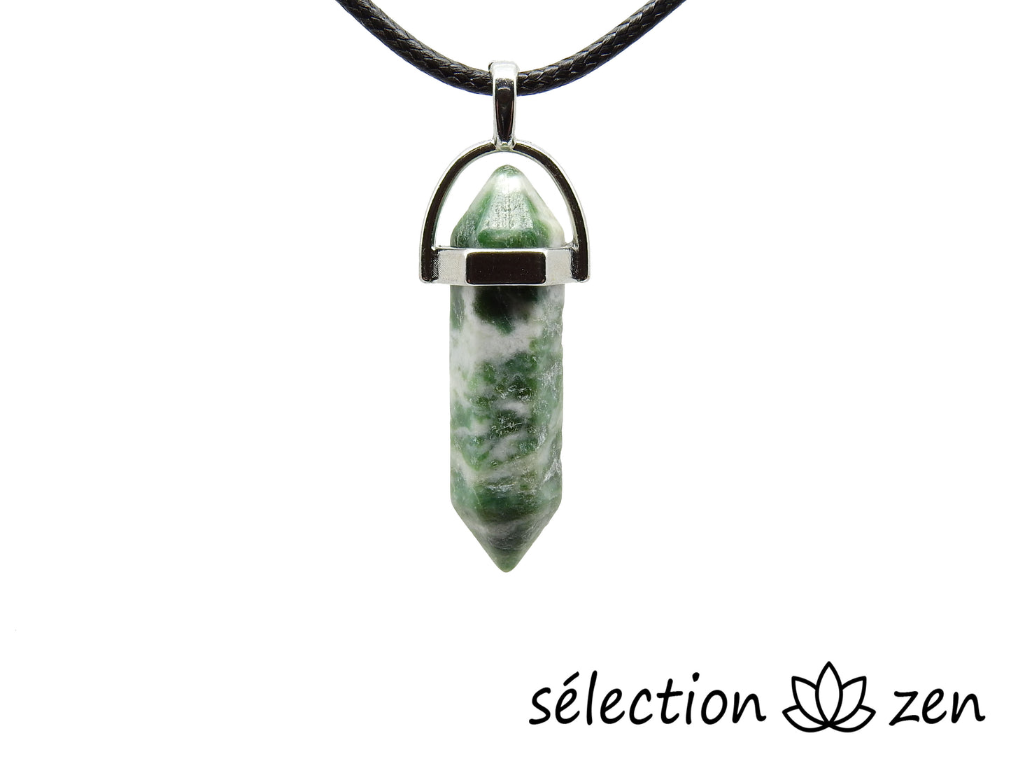 pendentif double pointe argenté agate arbre selection-zen