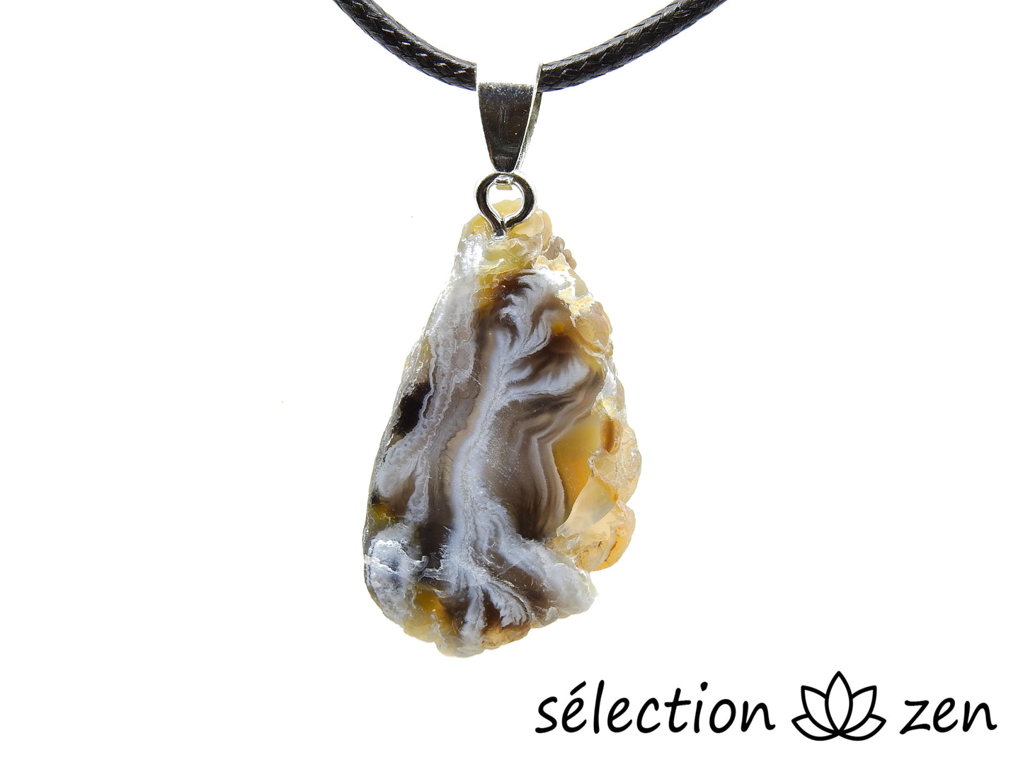 selection zen druse agate noire pendentif