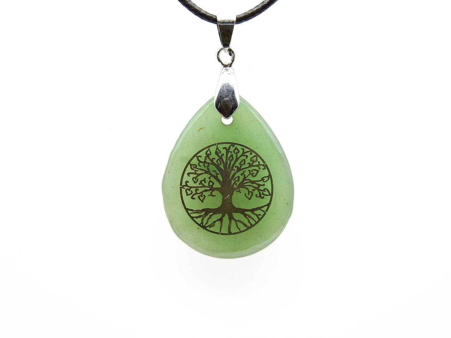 selection-zen pendentif goutte aventurine arbre de vie doré