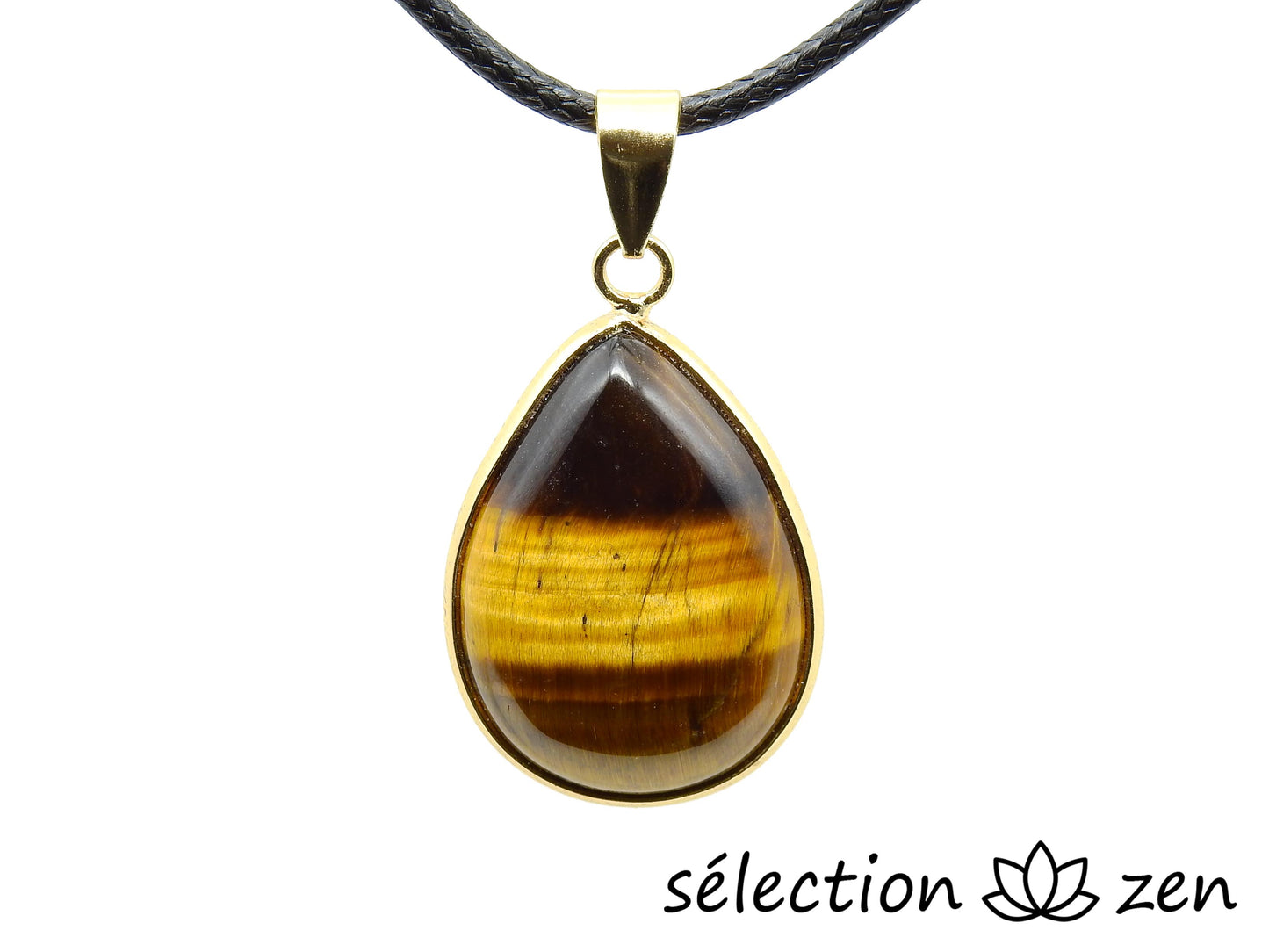 pendentif goutte élégance oeil de tigre jaune selection zen