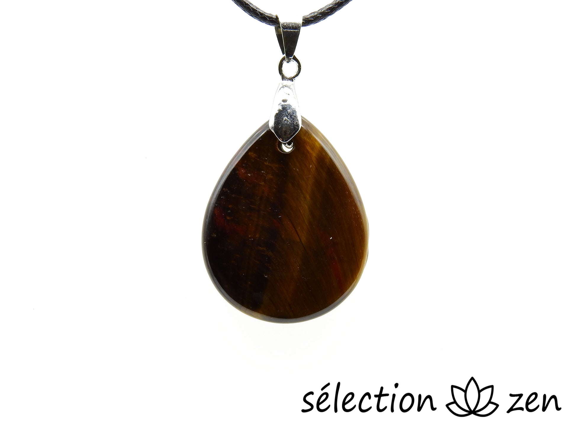 selection zen œil de tigre jaune pendentif goutte arbre de vie doré