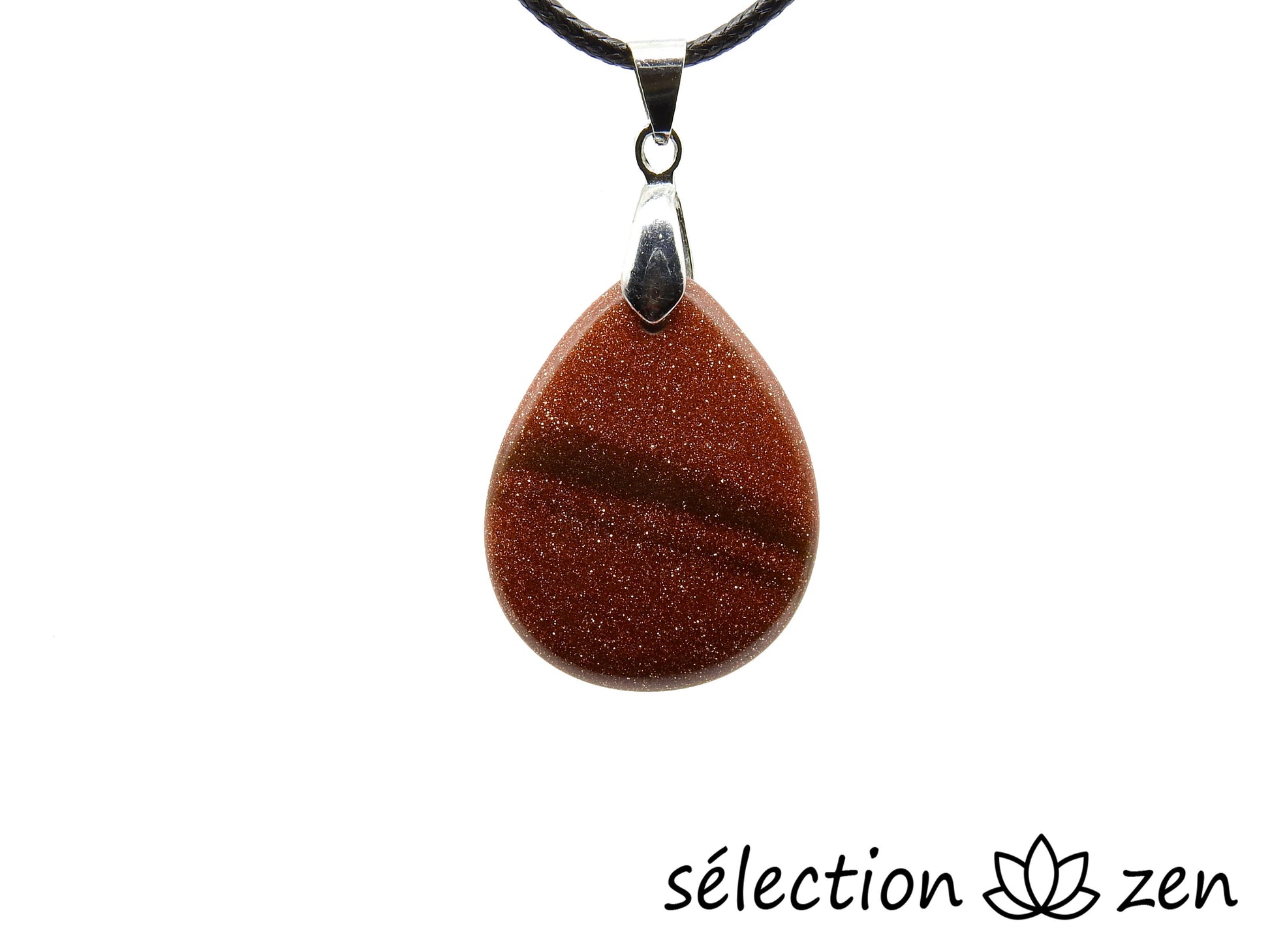 selection zen pendentif goutte pierre de sable marron