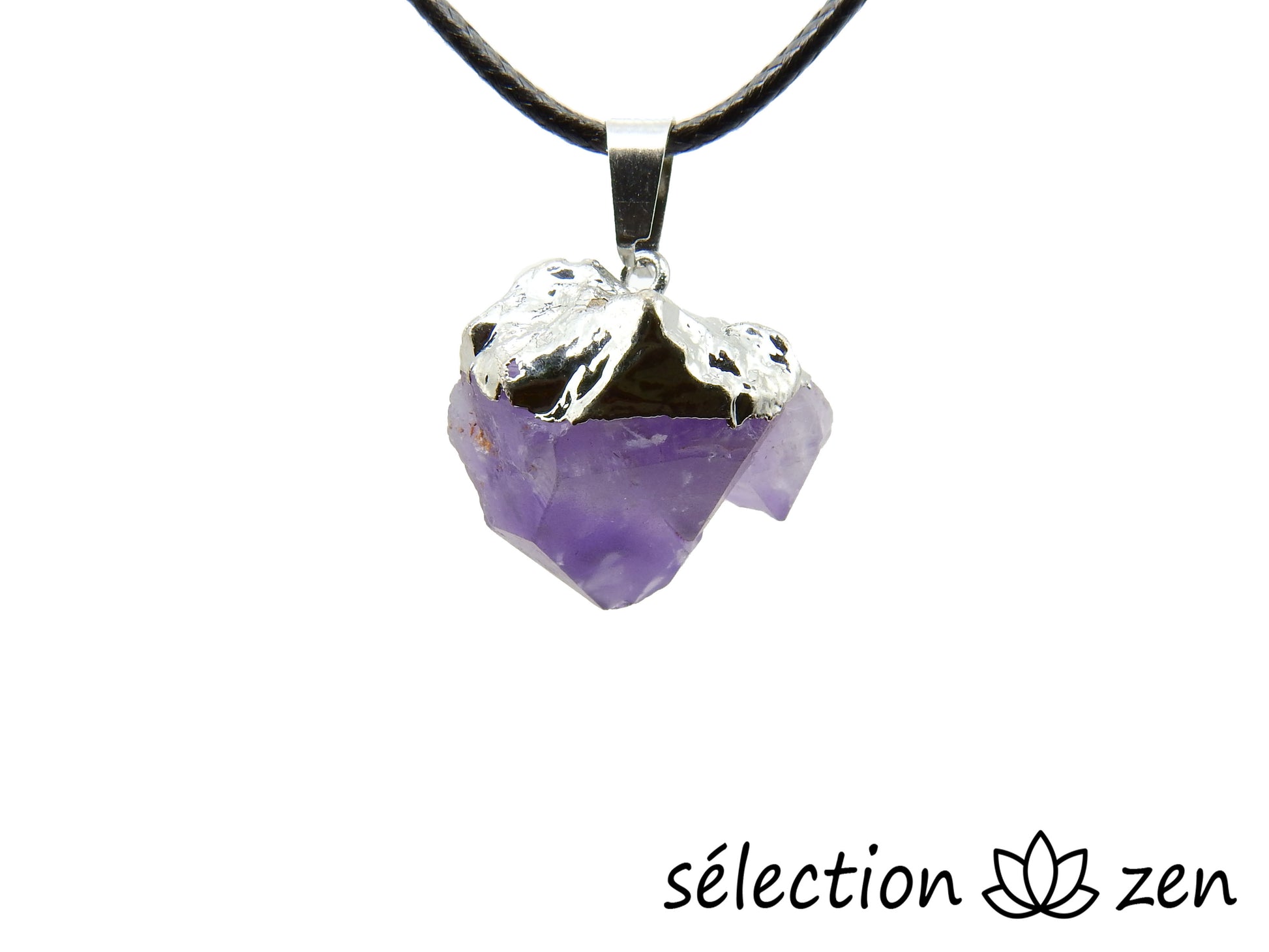 pendentif minerai brut améthyste argenté selection zen