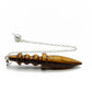 selection zen pendule de thot grand modèle en œil de tigre jaune avec chaine argentée