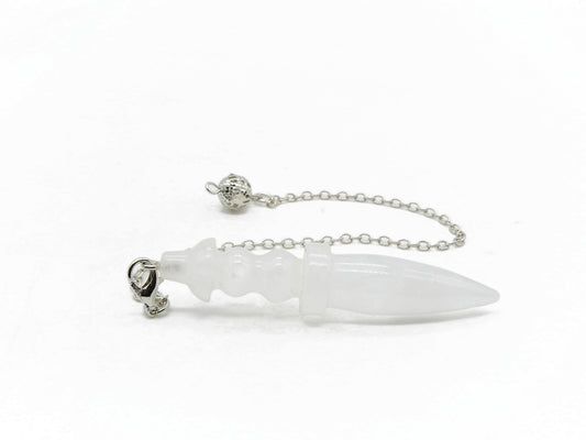 selection zen pendule de thot grand modèle en quartz blanc avec chaine argentée pendule égyptien