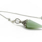 selection zen pendule duo pointe grand modèle aventurine avec perle 8mm cristal de roche et chaine argentée