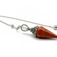 selection zen pendule duo pointe grand modèle jaspe rouge avec perle 8mm cristal de roche et chaine argentée 